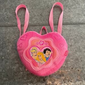 Vintage Disney Princess Heart Backpack Bag Purse Pink Y2K Cinderella Snow White